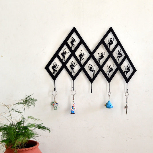 Wrought Iron 5 Hook Tribal key chain Holder