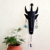 Wrought Iron 3 Hook Tribal Mask key chain Holder