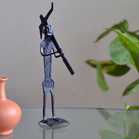 Wrought Iron Tribal Farmer at Field showpiece Figurine