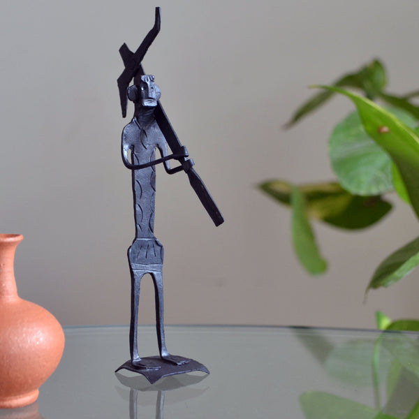 Wrought Iron Tribal Farmer at Field showpiece Figurine