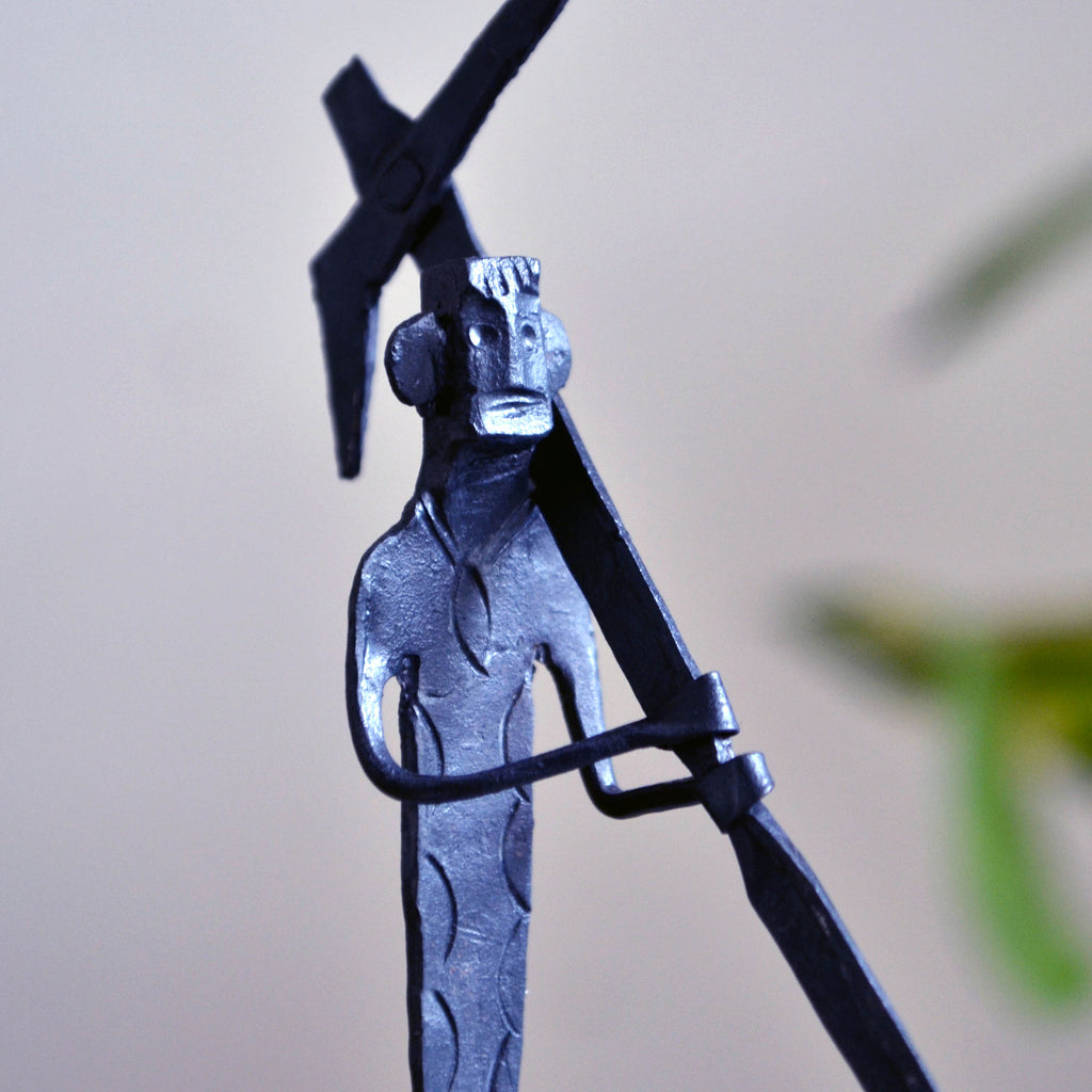 Wrought Iron Tribal Farmer at Field showpiece Figurine