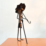Wrought Iron Tribal Man with Umbrella Showpiece Figurine