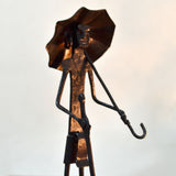 Wrought Iron Tribal Man with Umbrella Showpiece Figurine