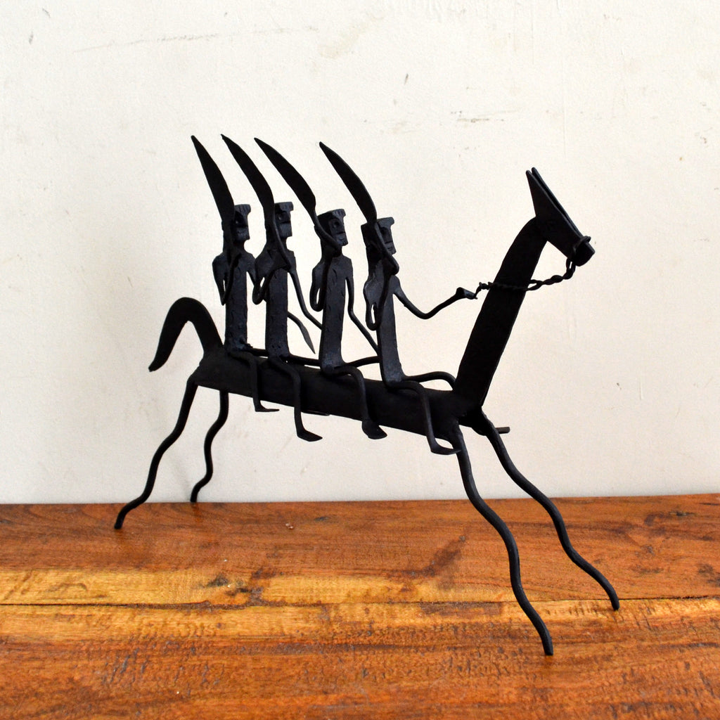 Wrought Iron Horse Rider Showpiece Figurine
