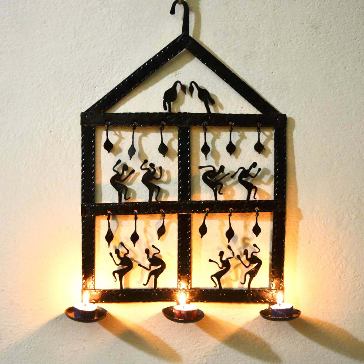 Wrought Iron 3 candle holder wall Decorative