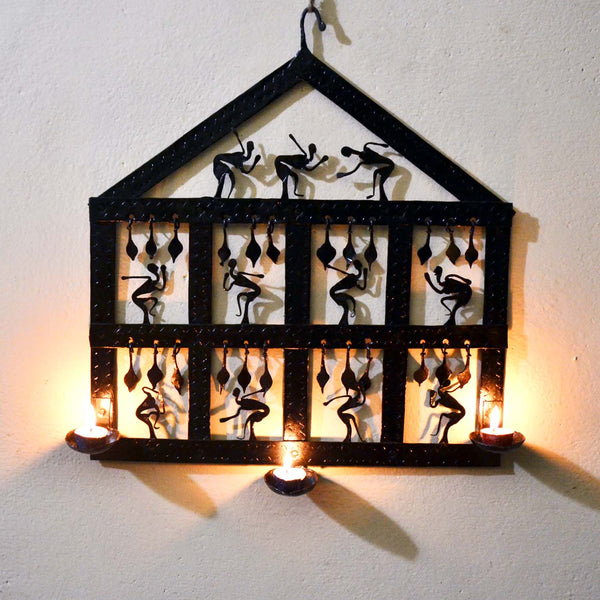 Wrought Iron 3 candle holder wall Decorative