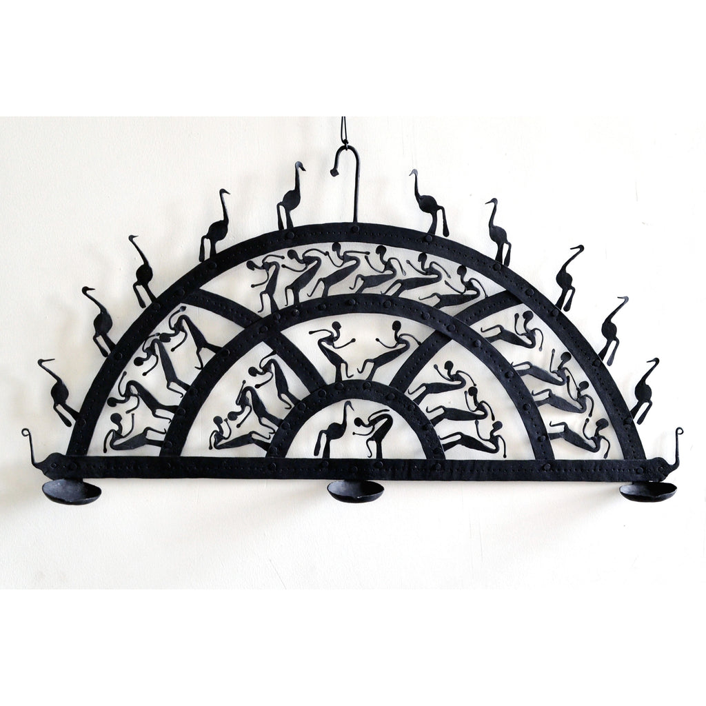 Wrought Iron 3 candle Holder semicircle  wall decorative