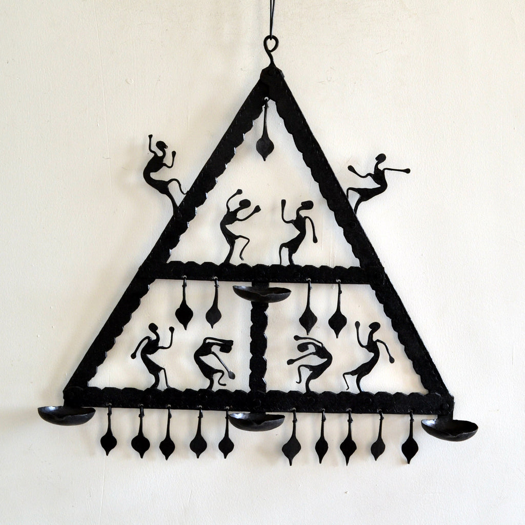 Wrought Iron 4 candle Holder Triangle wall decorative