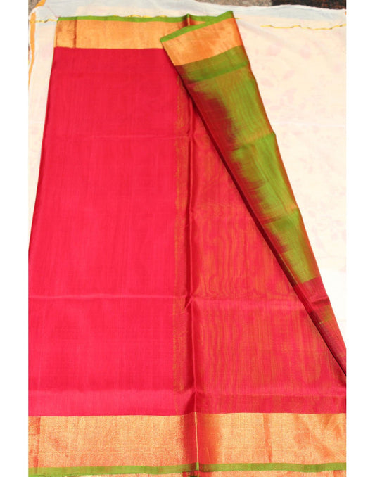 Cherry Red Uppada Silk Saree