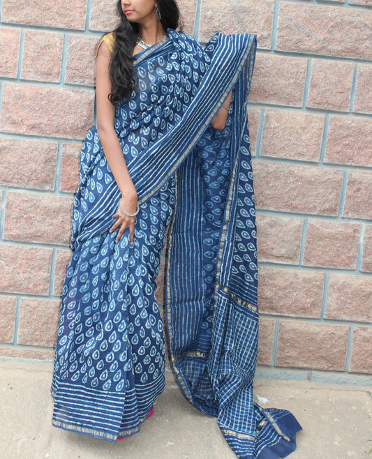 Indigo Dabu Saree