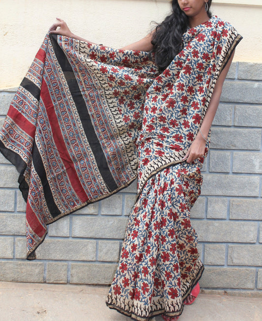 Floral Dabu Saree