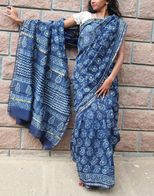 Indigo Dabu Saree