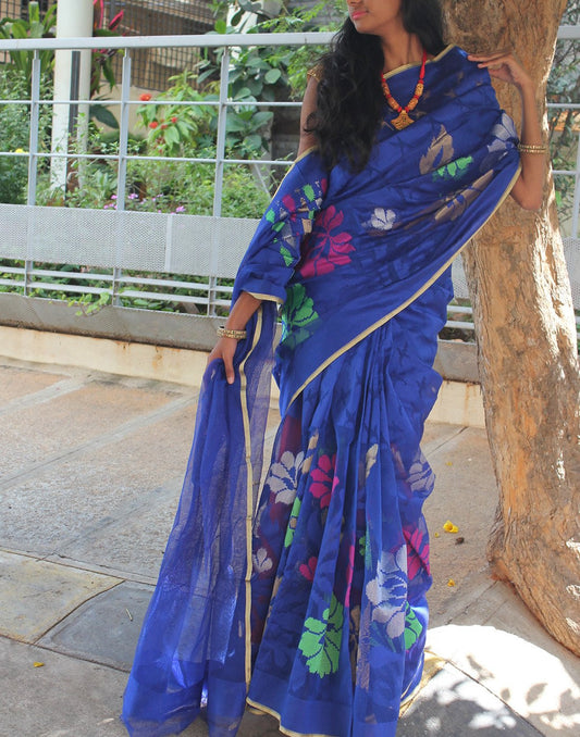 Blue  Banaras Net Saree