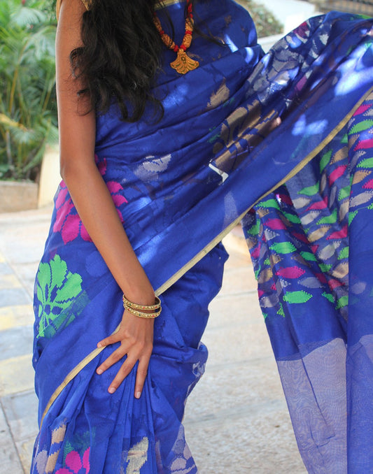 Blue  Banaras Net Saree