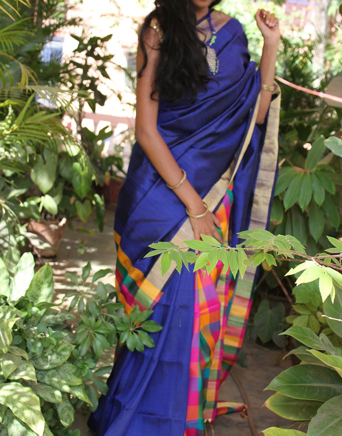 Indigo Kanchi Silk Cotton Saree