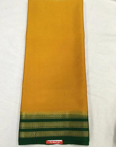 Yellow Mysore silk Saree