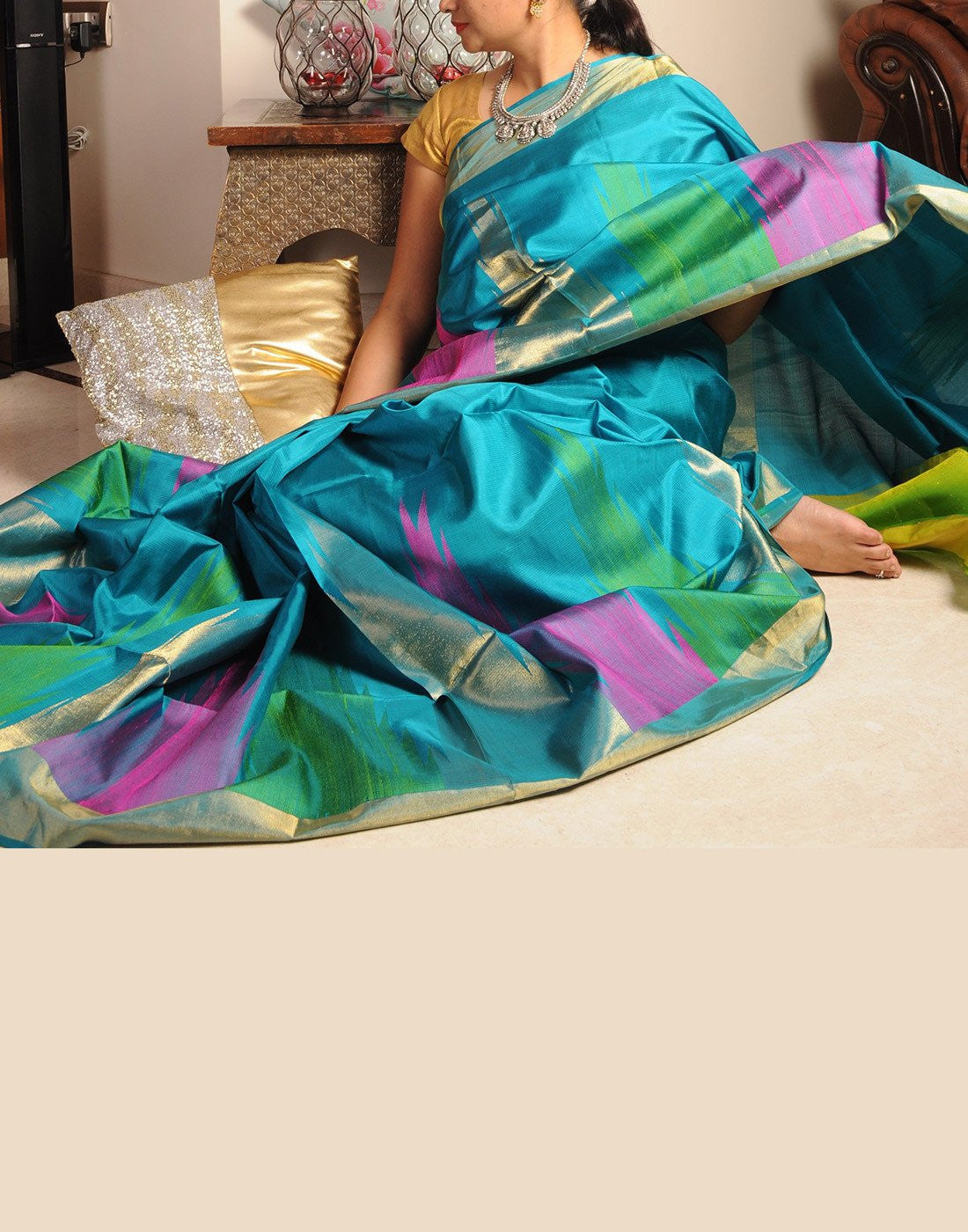 Blue Bendex Silk Saree