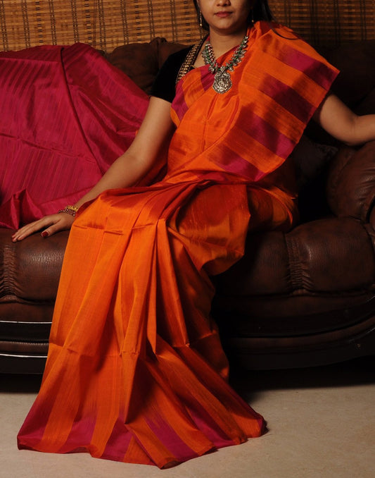 Orange Bendex Silk Saree