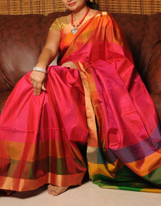 Pink Matka Silk Saree