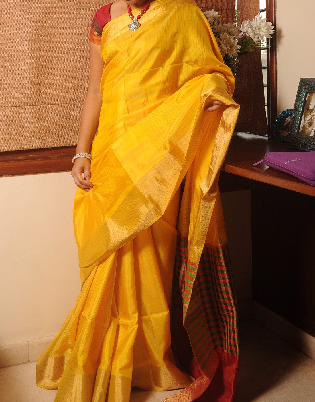 Rich Yellow Soft  Silk Saree