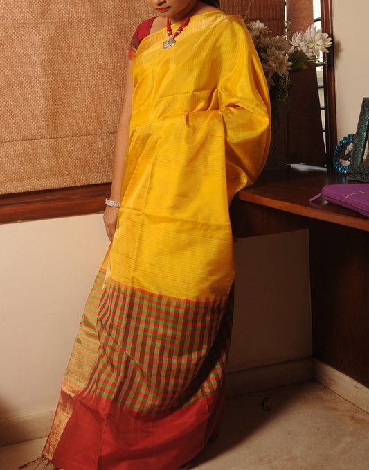 Rich Yellow Soft  Silk Saree