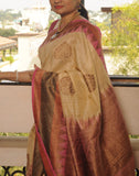 Cream Banaras Dupion Silk Saree