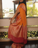 Mustard Banaras Crepe Silk Saree