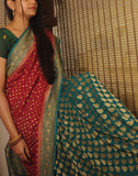 Red Banaras Crepe Silk Saree