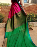 Pink Banaras Dupion Silk Saree