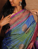 Double Coloured Banaras Dupion Silk Saree