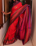 Red Banaras Dupion Silk Saree