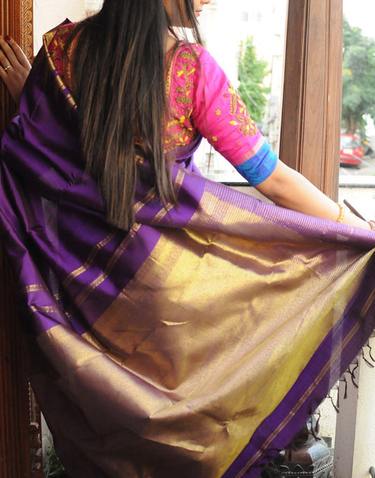 Purple Kanjeevaram Silk Saree