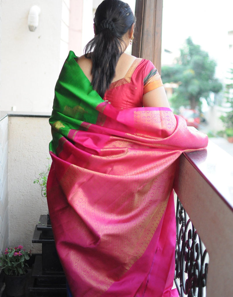 Tricoloured Kanjeevaram Silk Saree