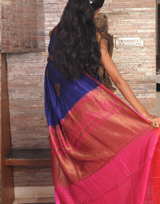 Royal Blue Banaras Dupion Silk Saree