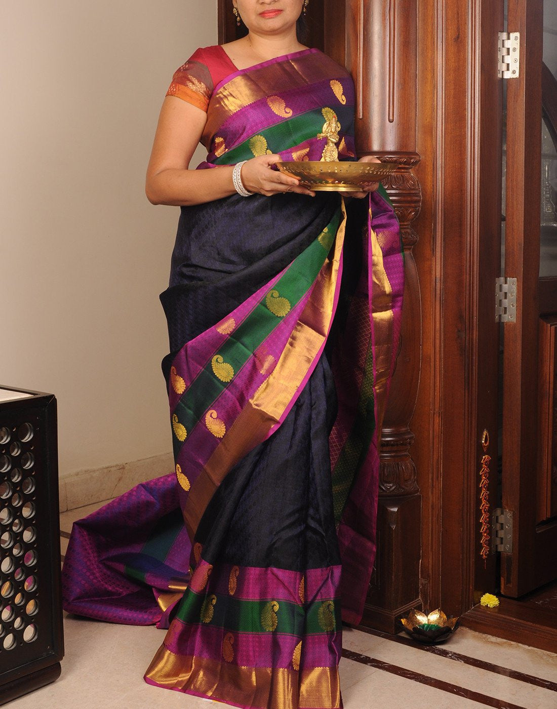 Black Kanjeevaram Silk Saree