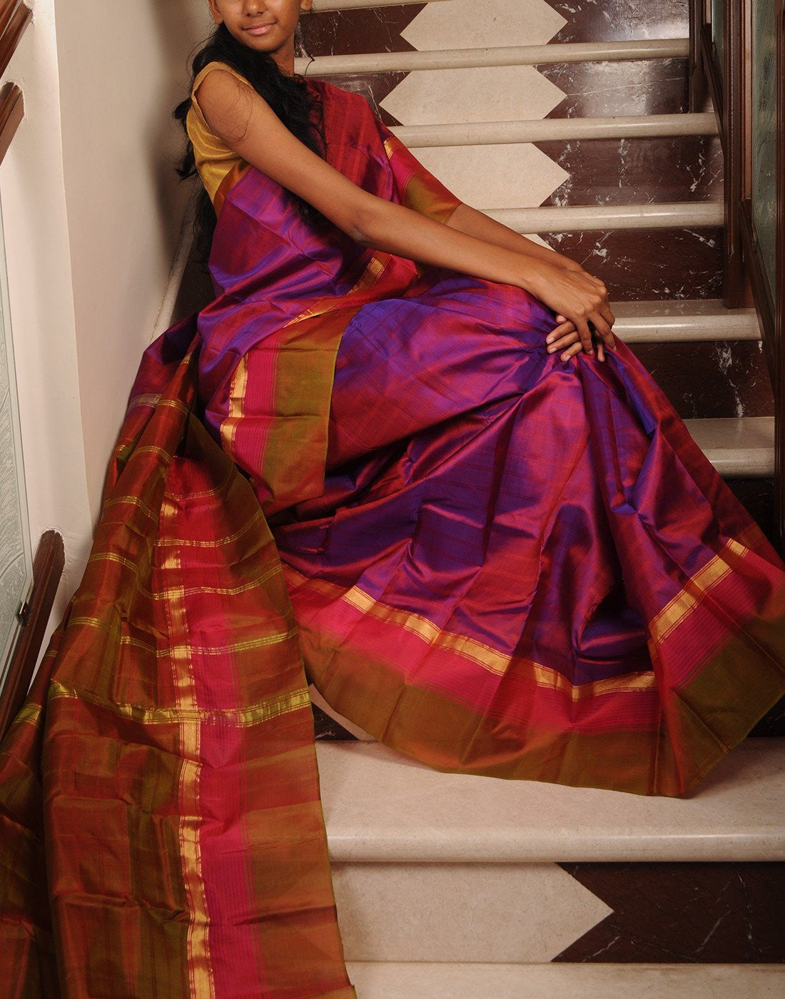 Wine Kanjeevaram Silk Saree