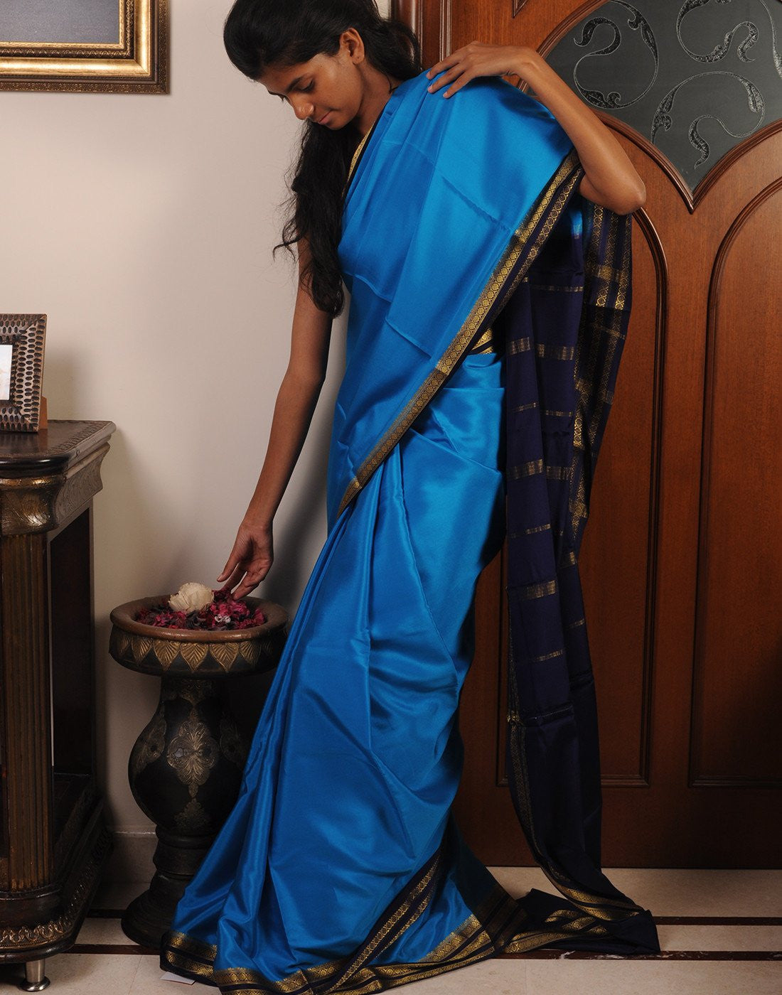 Sky Blue Mysore silk Saree