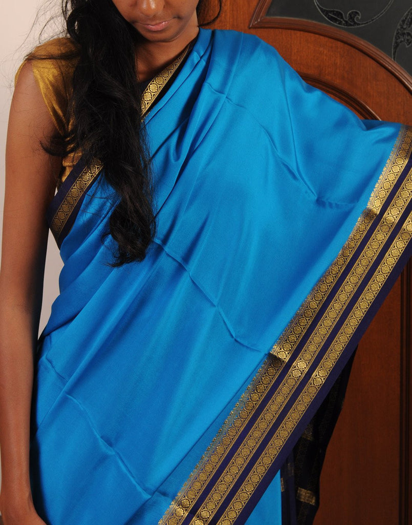 Sky Blue Mysore silk Saree