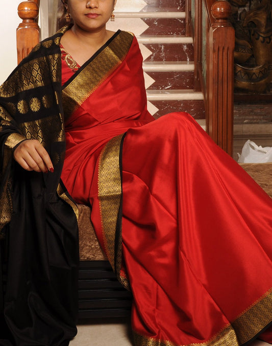 Oil Red  Mysore silk Saree