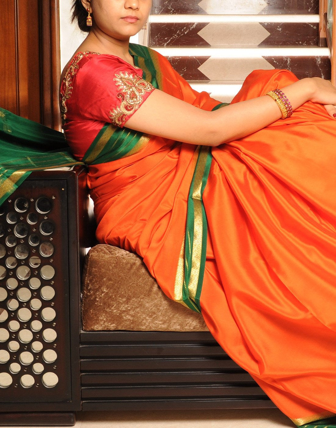 Orange Mysore silk Saree