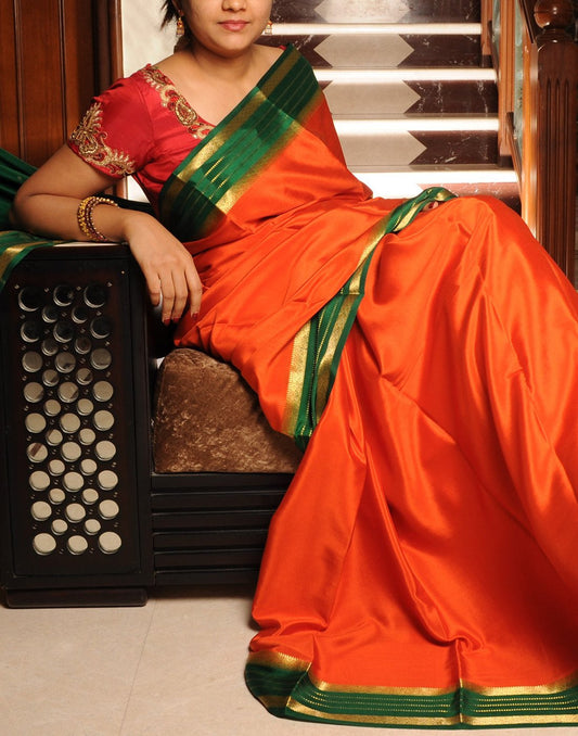 Orange Mysore silk Saree