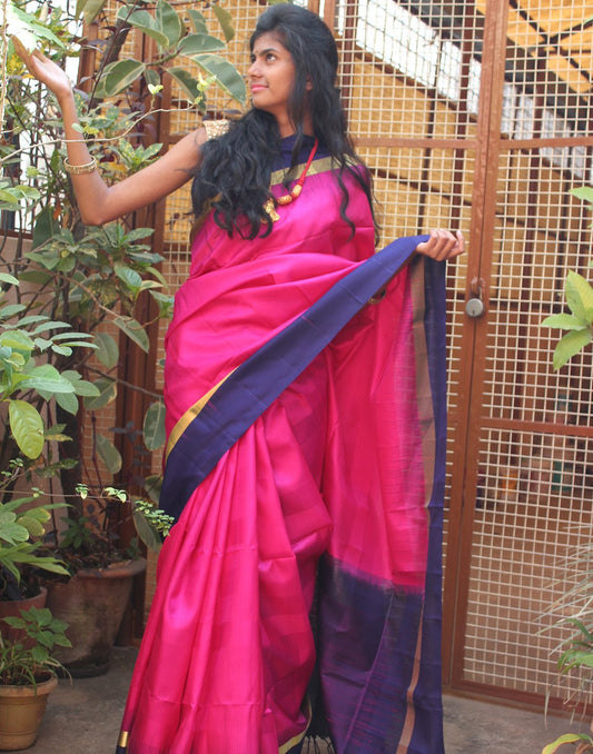 Hot Pink Bendex  Silk Saree