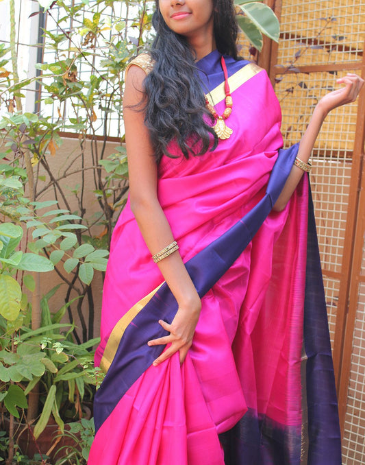 Hot Pink Bendex  Silk Saree