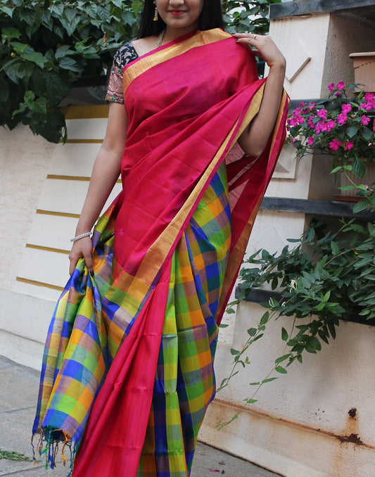 Pink Bendex  Silk Saree