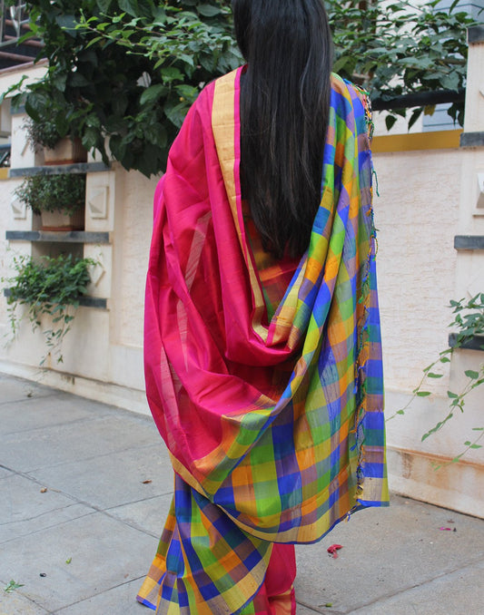 Pink Bendex  Silk Saree