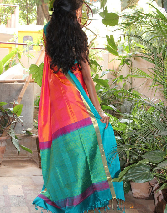 Orange Bendex  Silk Saree