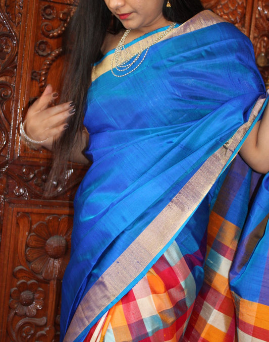 Blue Bendex  Silk Saree