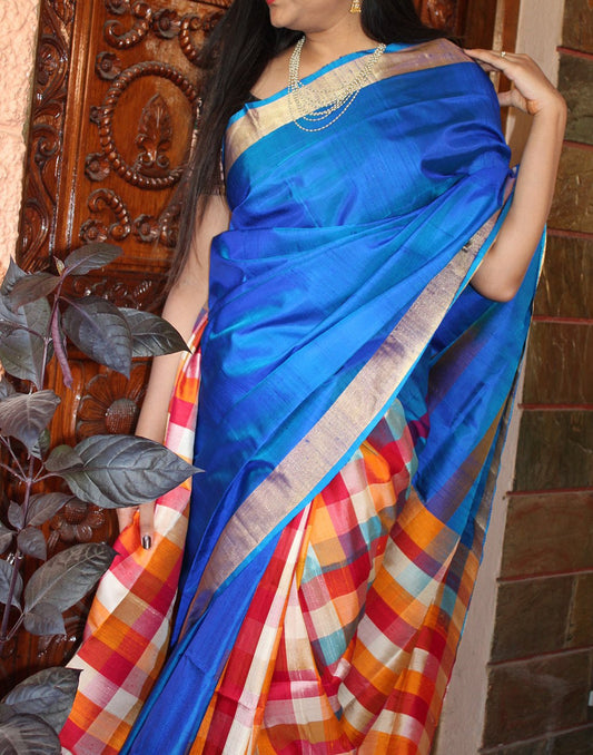 Blue Bendex  Silk Saree