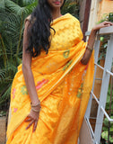 Yellow  Banaras Net Saree