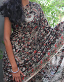 Black Soft Silk Kalamkari Saree